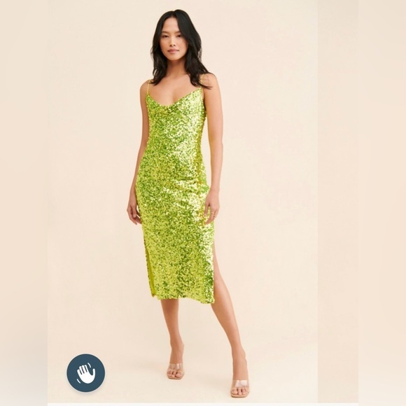 Sachin + Babi Lime Green Sequin Midi Dress - Picture 1 of 10